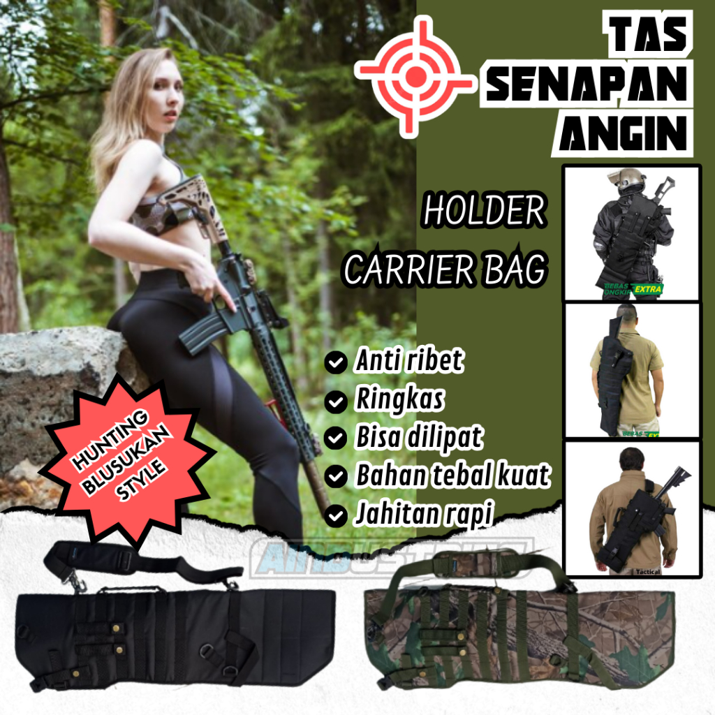 Air rifle bags River AK Holder Carrier Tas kantong Sarung PCP Tali bahu empuk Bahan tebal Jahitan ra