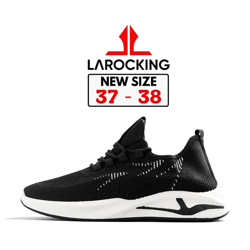 	 Larocking - Confero Hitam Putih | Sepatu Sneakers Running Gym Shoes	