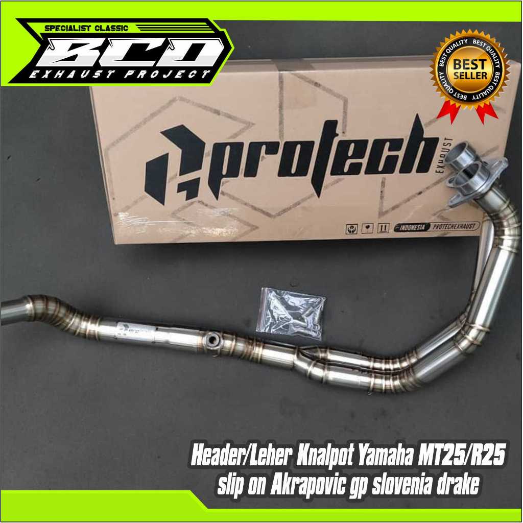 Header/Leher Knalpot Yamaha MT25/R25 slipn Akrapovic gp slovenia drake
