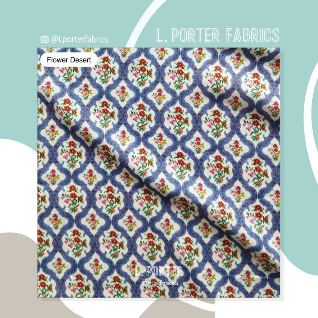 Kain Tencel Twill Kain L. Porter Fabrics Tencel Sateen Motif Desert Flower  Kain Nyaman Kain Print