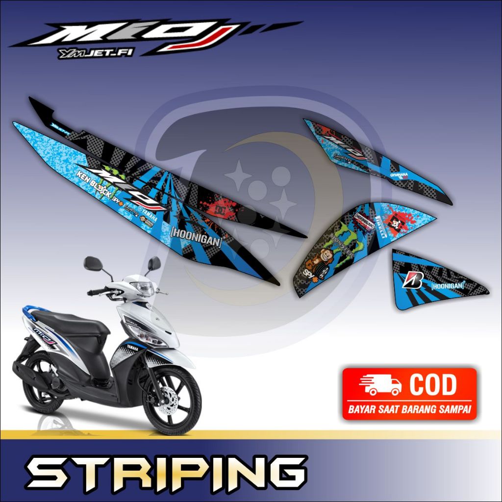 COD / Bayar Di tempat Striping Lis Yamaha Mio J Stiker Variasi Mio J Stiker Motor Mio J Racing Cars