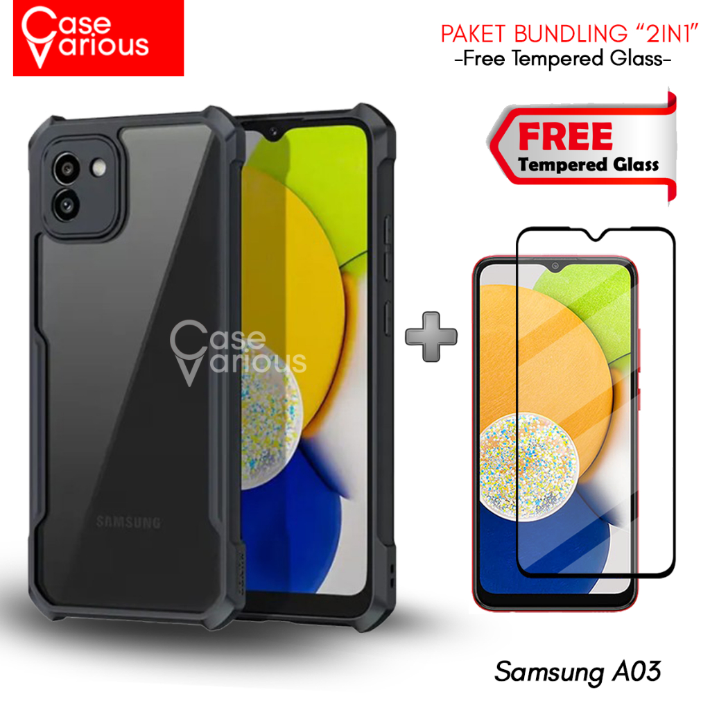 Promo Case Samsung A03 Paket Casing dan Tempered Glass