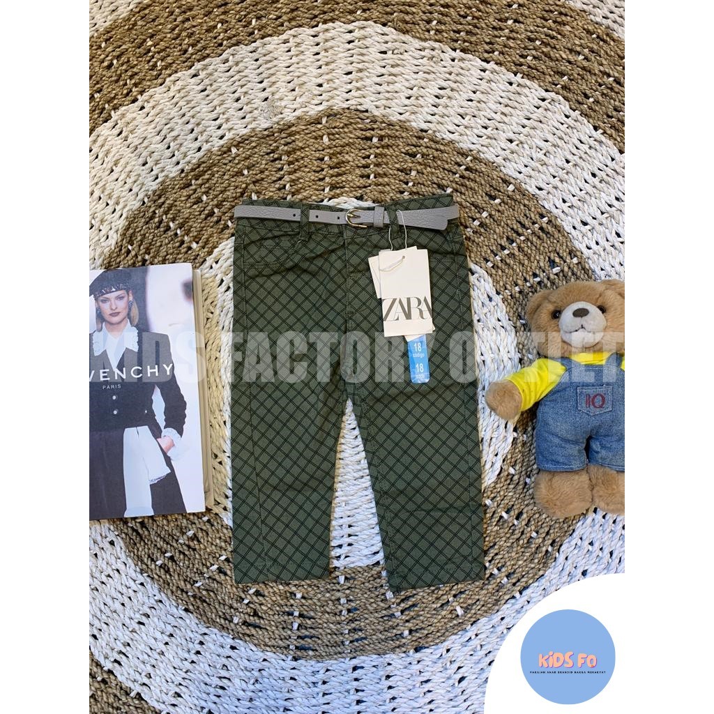 CELANA PANJANG KOTAK HIJAU ZARA - BRAND ZARA - BRAND ORIGINAL - CELANA PANJANG ANAK PEREMPUAN - KIDS