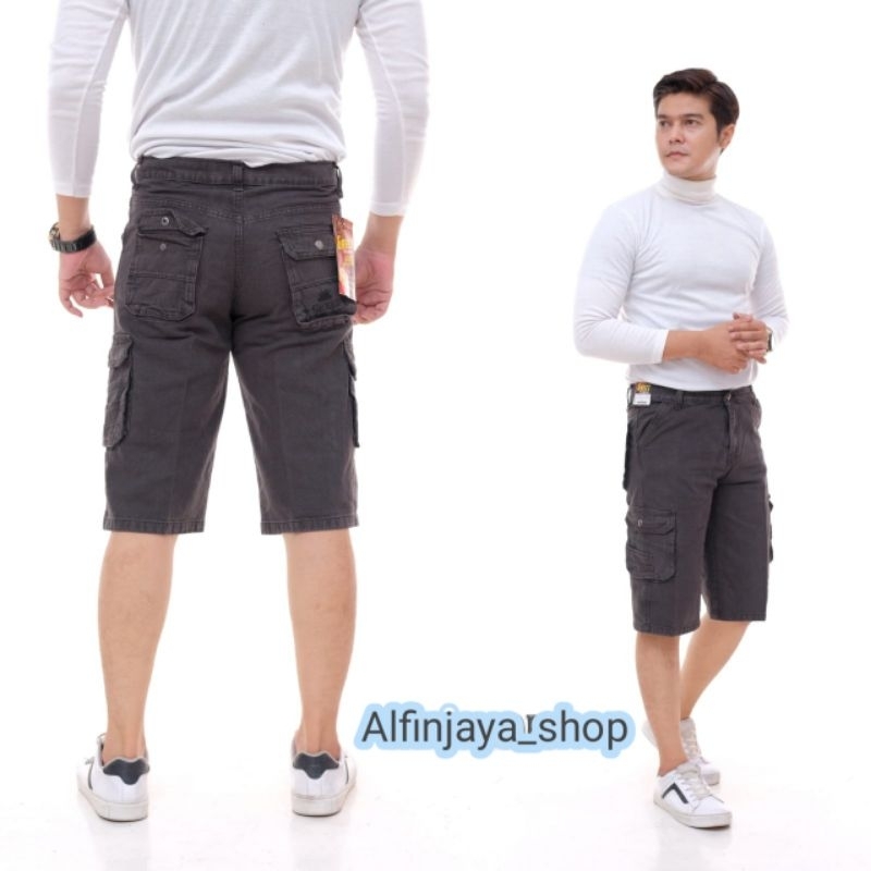 Celana Jeans Pendek Cargo Gunung Pria bawah lutut bahan Denim Jeans Celana Cargo gunung bahan tebal