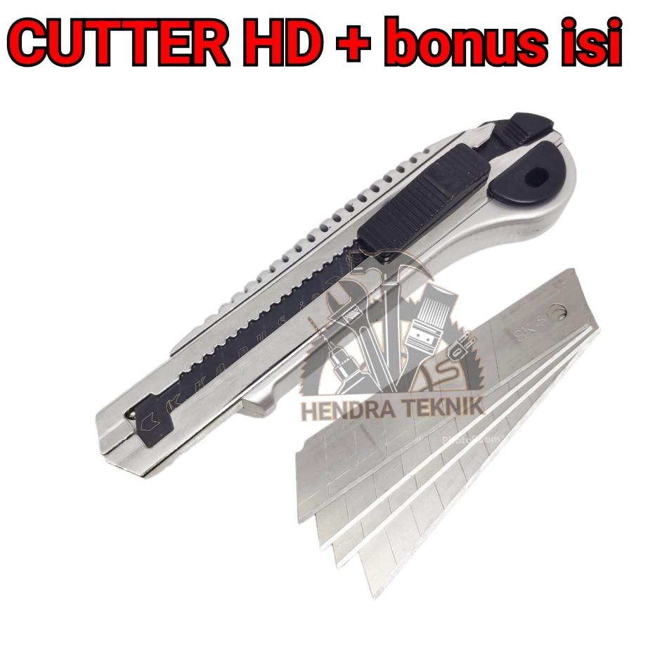 

[KODE PRODUK K0AMV7963] PISAU CUTTER BONUS PISAU KATER HD + ISI 5PCS PISAU SILET KATER