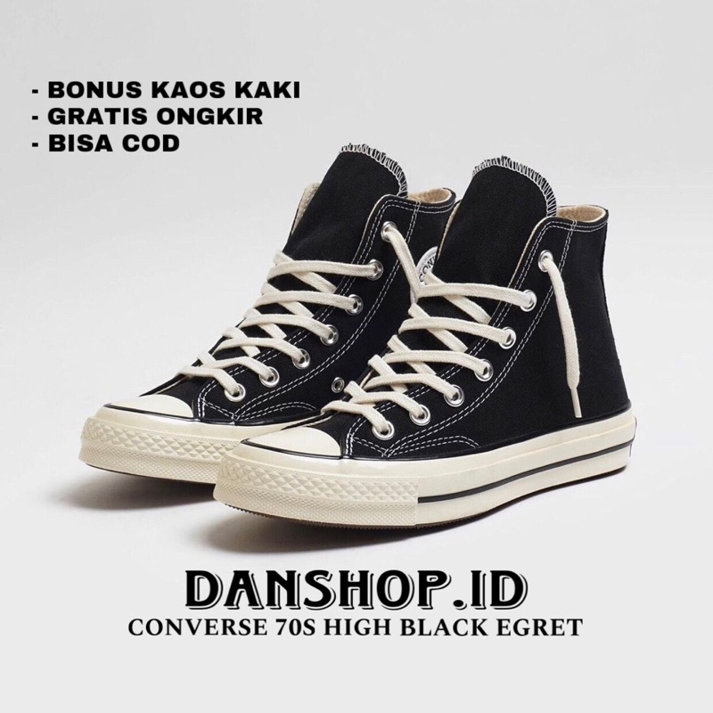 Sepatu Converse 70s High Black Hitam Egret Pria Wnita Grade Original Vietnam