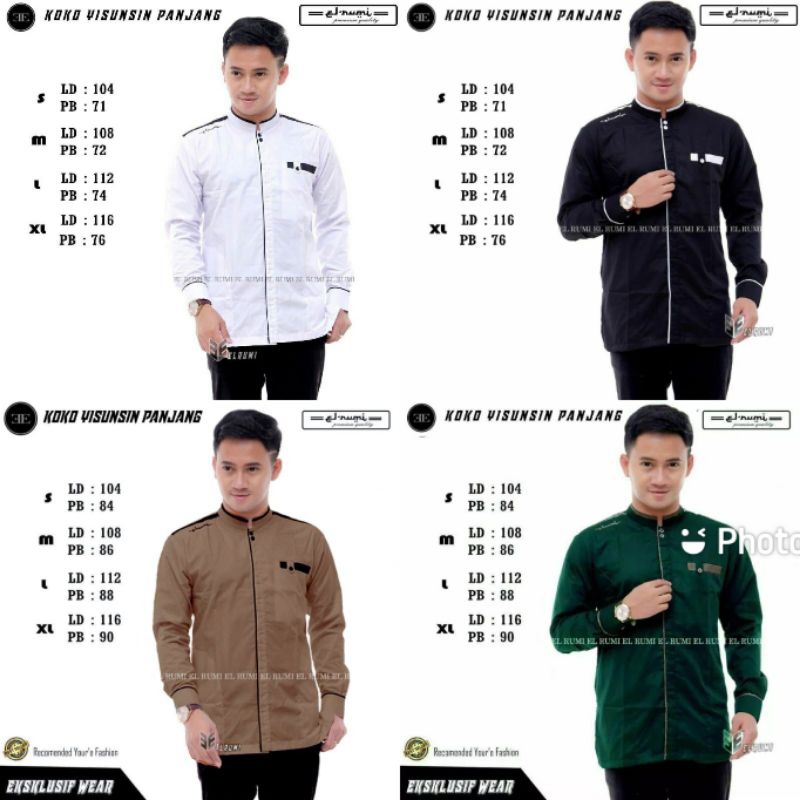 Baju koko pria dewasa lengan panjang koko Elrumi motif YISUNSIN LC  motif ADIDAZ bahan berkuwalitas 