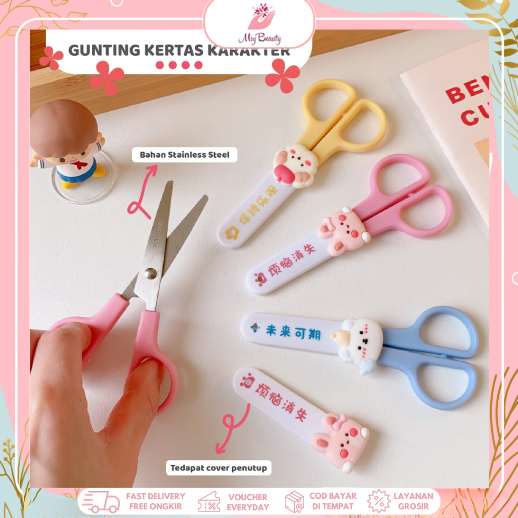 

MSY GUNTING KERTAS KARAKTER LUCU/ALAT POTONG KERTAS ANAK/GUNTING BENING AESTHETIC