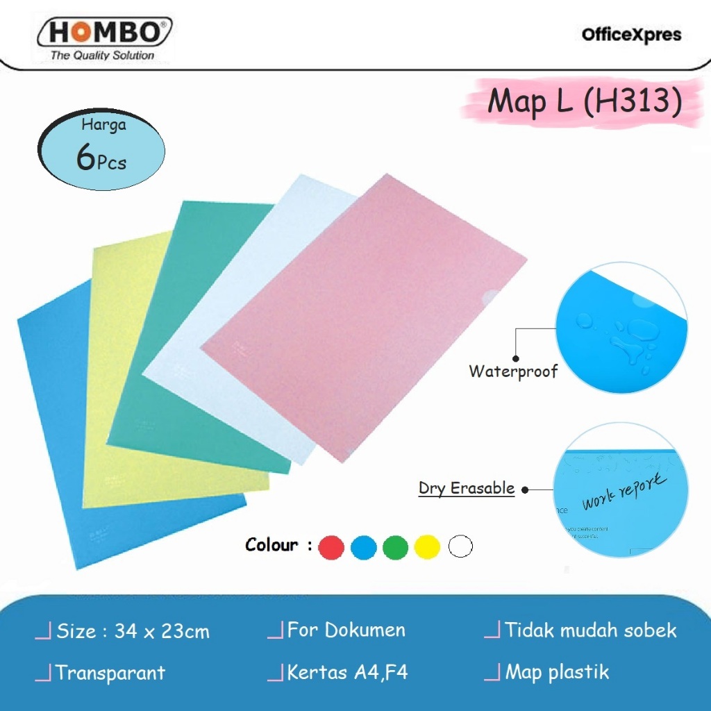 

Map L F4 / Map Dokumen / Map Bening Clear Sleeve / Clear Folder F4 Folio H313 Hombo (6Pcs)