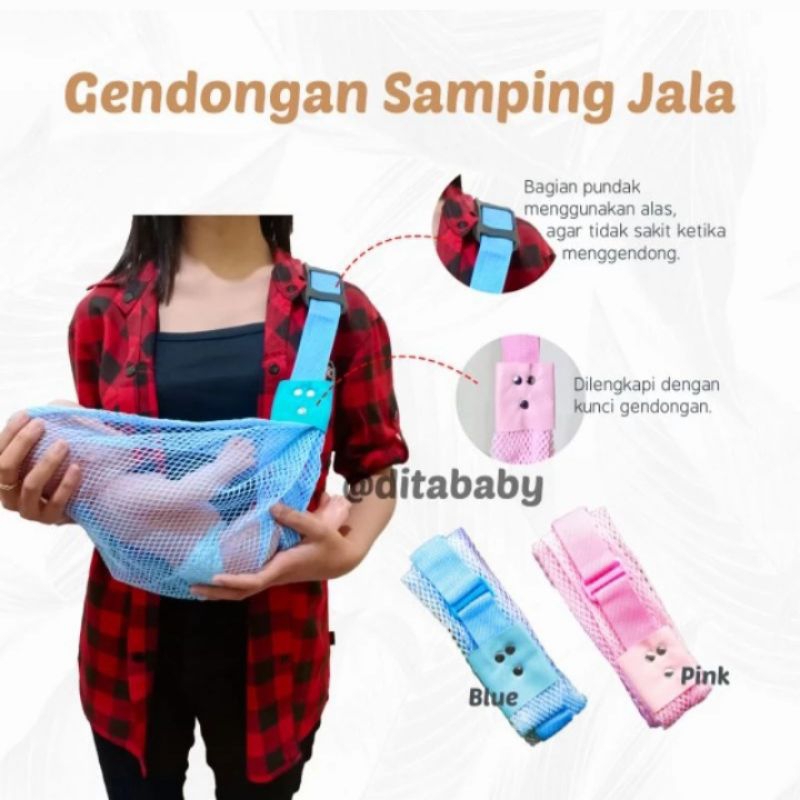 Kain Gendongan Bayi Geos Katun Jala Jaring Full Jahitan