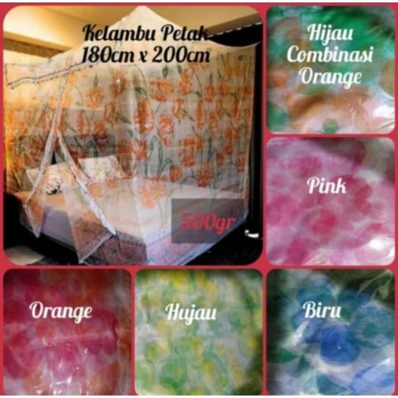 KELAMBU TIDUR MOTIF BUNGA 6 KAKI 3 KAKI JUMBO MURAH MEDAN
