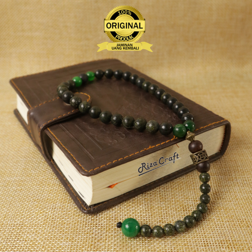 Tasbih 33 Butir Batu Akik Giok Hitam Black Jade ASLI Aceh by Rizacraft