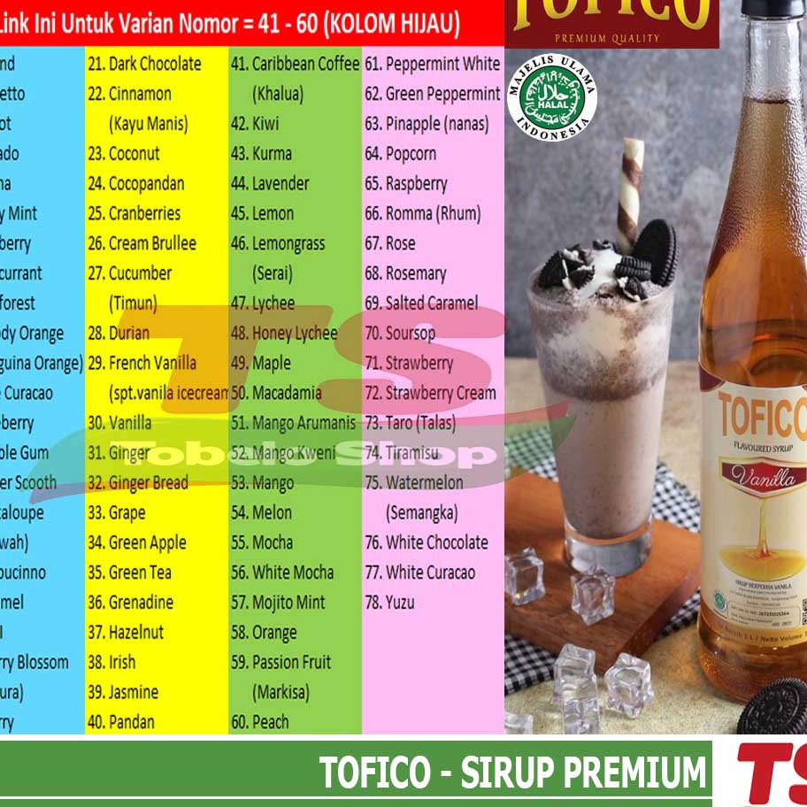 

Ready TOFICO SIRUP (1Liter) untuk no. 41 - 60 / TOFICO SYRUP / SIRUP TOFICO / SYRUP TOFICO Murah