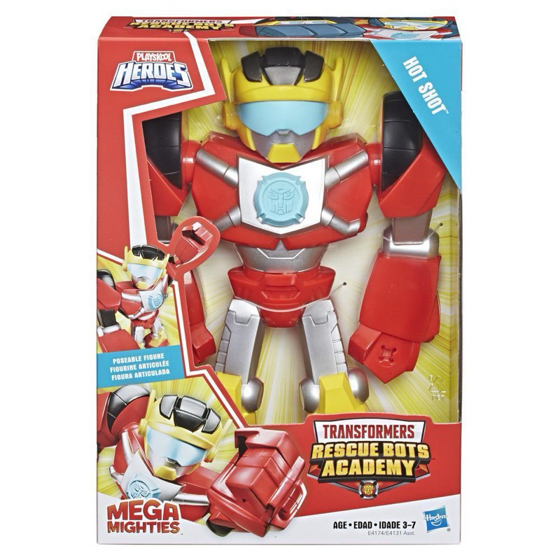 PLAYSKOOL HEROES MEGA MIGHTIES TRANSFORMERS RESCUE BOTS HOT SHOT ORIGINAL HASBRO