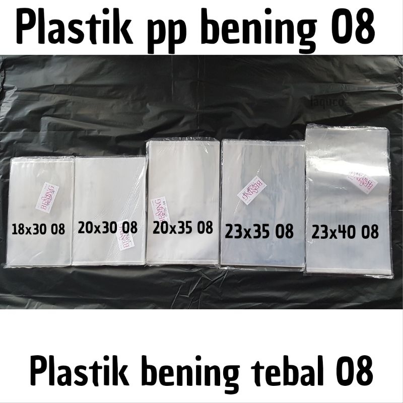 Plastik PP bening tebal 08 10x15 10x20 11x20 12x18 12x20 12x25 Kantong Bening kemasan makanan