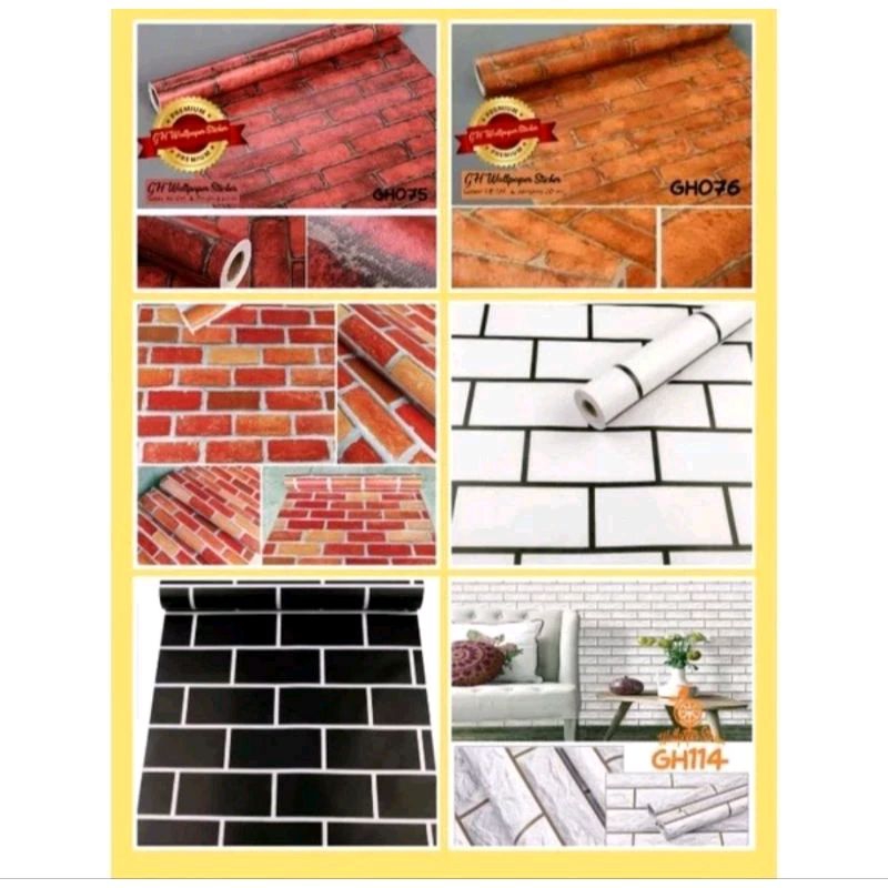 Wallpaper Dinding 3d Bata Merah 45cm x 10m