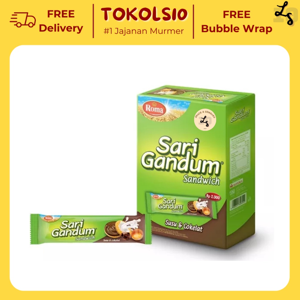 

H4rga T3rmurah Roma Sari Gandum Sachet Susu & Coklat Isi 12 pcs @39gr [216]