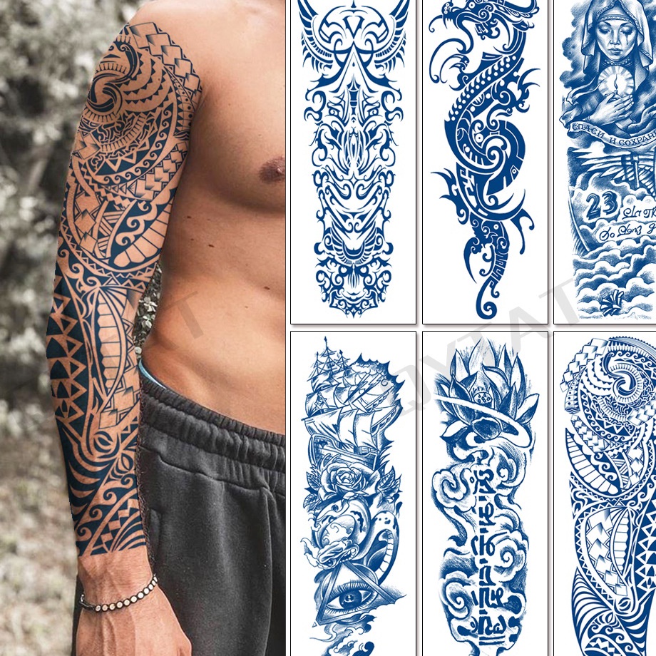 ➟➬✢ Tato temporer semi permanen 15 hari ukuran full lengan Temporary tattoos full arm model GZQB 1-4