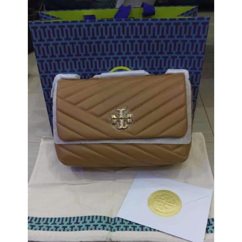 tory burch kira chevron coklat new original fo