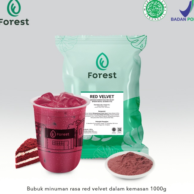 

[KODE SEMFY] Bubuk Minuman RED VELVET Powder 1000g - FOREST Bubble Drink