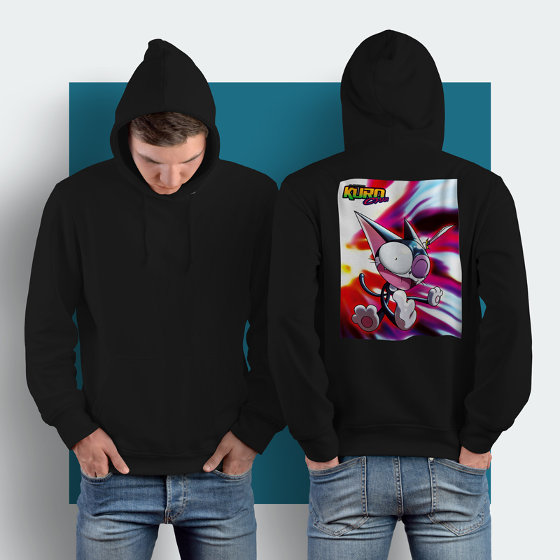 Jaket Hoodie Cyborg Kuro-chan Manga Hoodie Jumper Pullover & Zipper (Ritsleting) Bahan Cotton Fleece