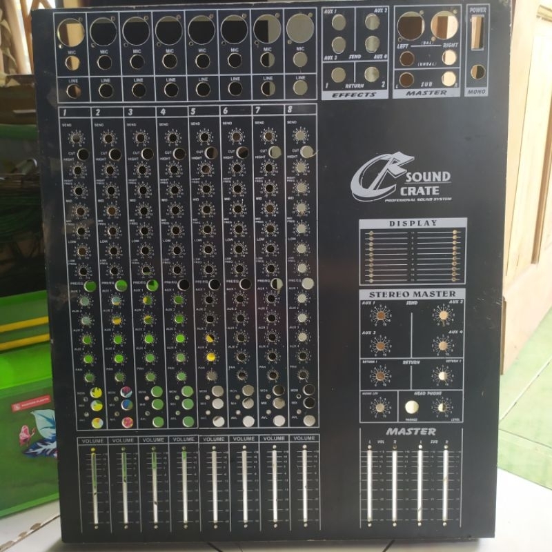 panel plat mixer 8ch (6 tone,4 Aux,2 sub grub)