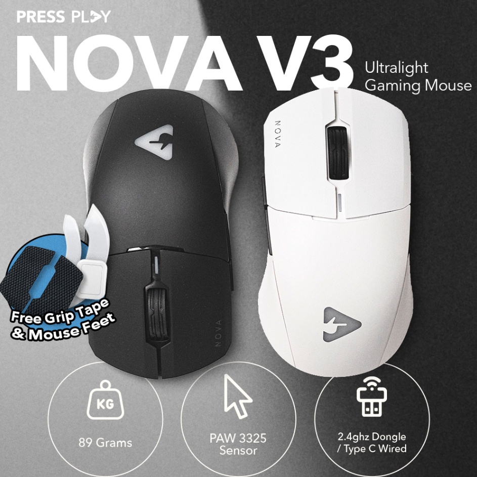 Produk NOVA V3 Ultralight Wireless Gaming Mouse 2.4ghz by Press Play Kirim Langsung