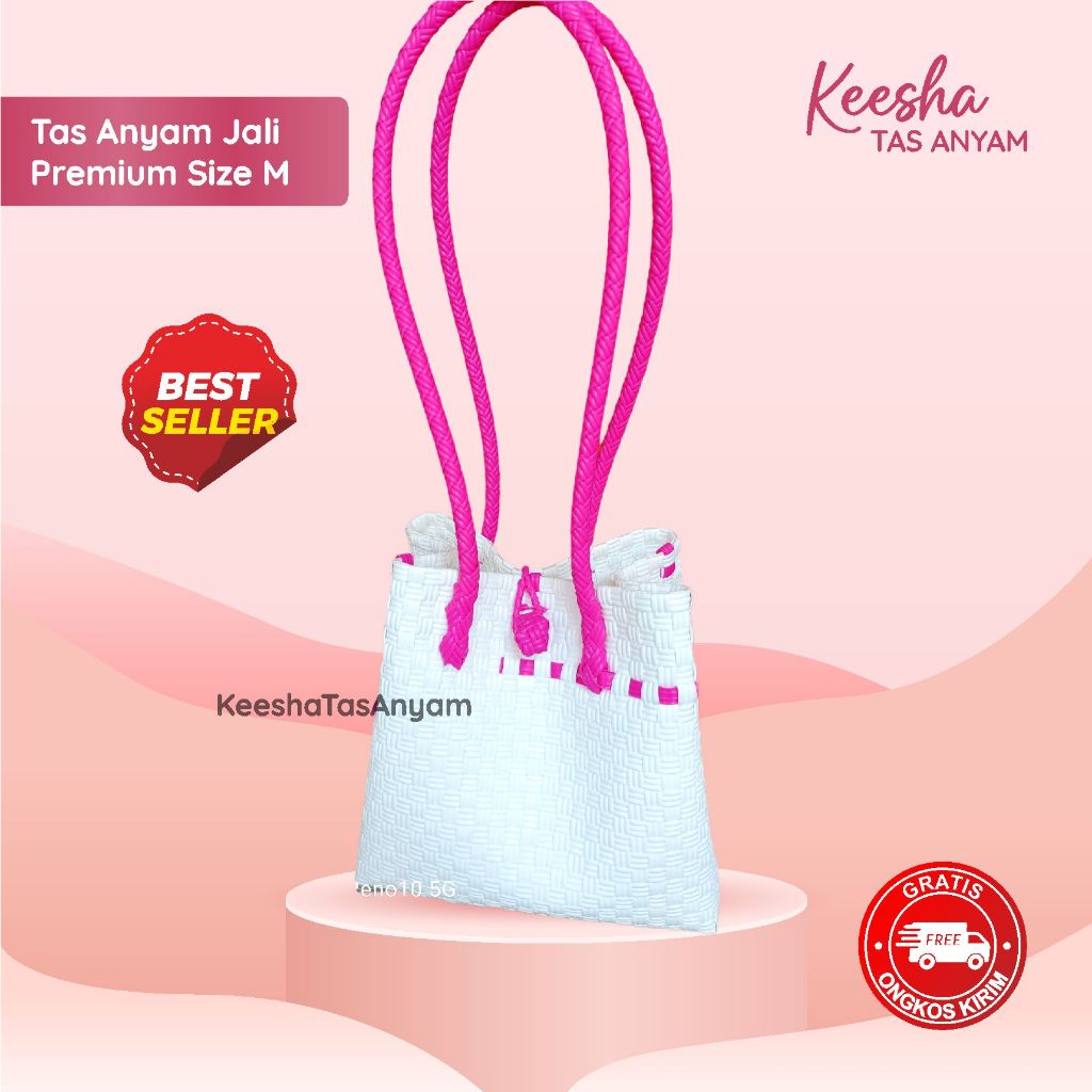 Handle Bag Tas Anyaman Plastik Jali Jali Premium Size M Handmade Best Seller By Keesha
