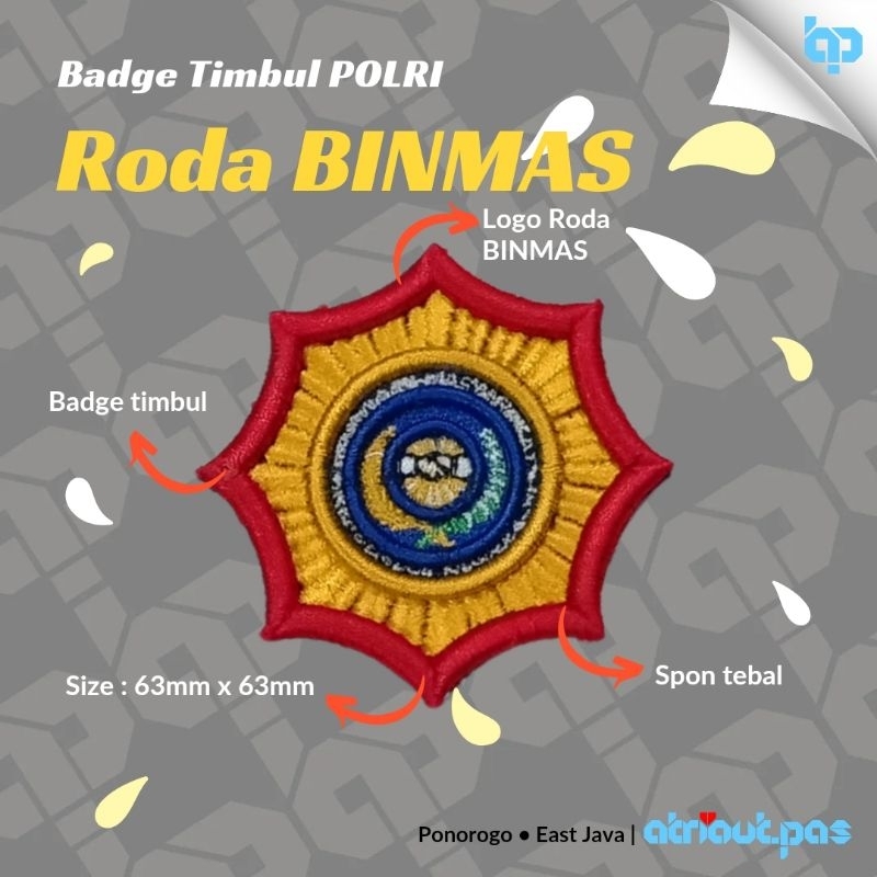 atributpas - Badge Timbul RODA BINMAS POLRI
