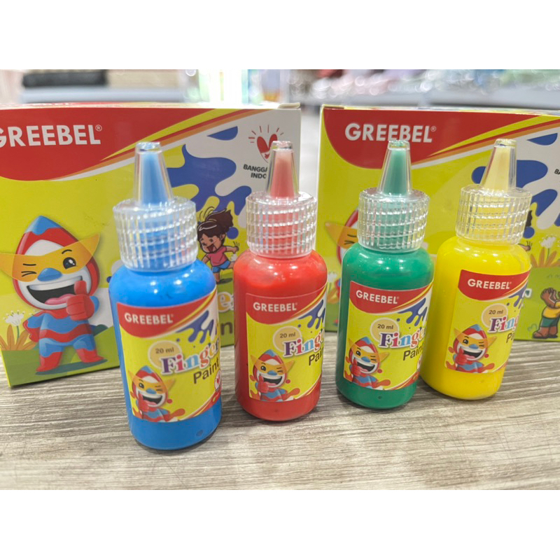 Finger Paint Greebel / Cat Air Aman Anak / Cat Lukis / Finger Paint Washable by GREEBEL