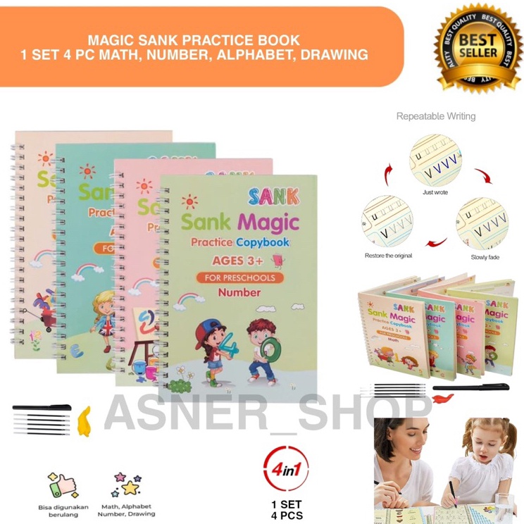 

[KODE PRODUK 0FVJP8455] Buku Tulis Ajaib Sank Magic 1 Set isi 4 Book + pulpen Anak Kecil Belajar Gambar