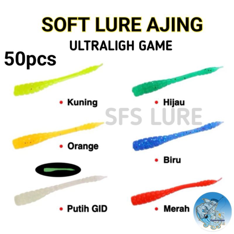 50pcs Soft lure ajing umpan pancing jig head karet silicone ultraligt game sof lur soft lure ajing t