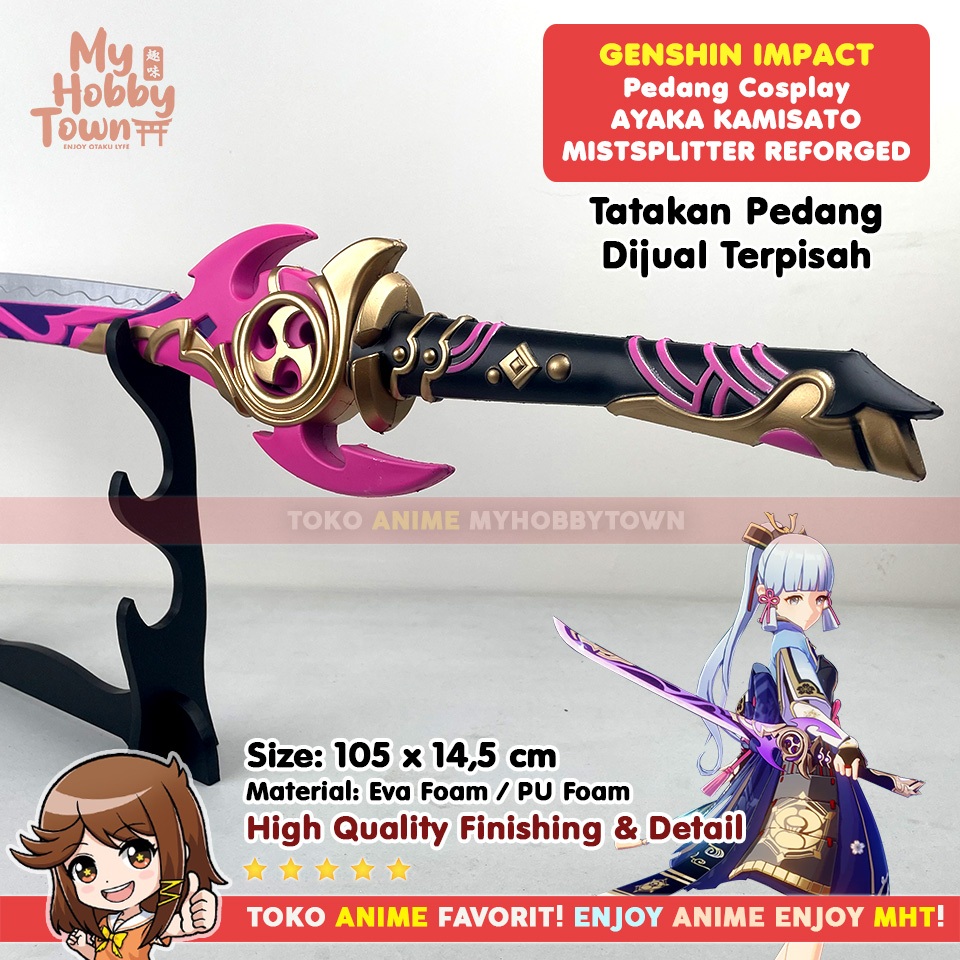 Replika Pedang Cosplay Anime Game Genshin Impact Mistsplitter Reforged Ayaka Kamisato