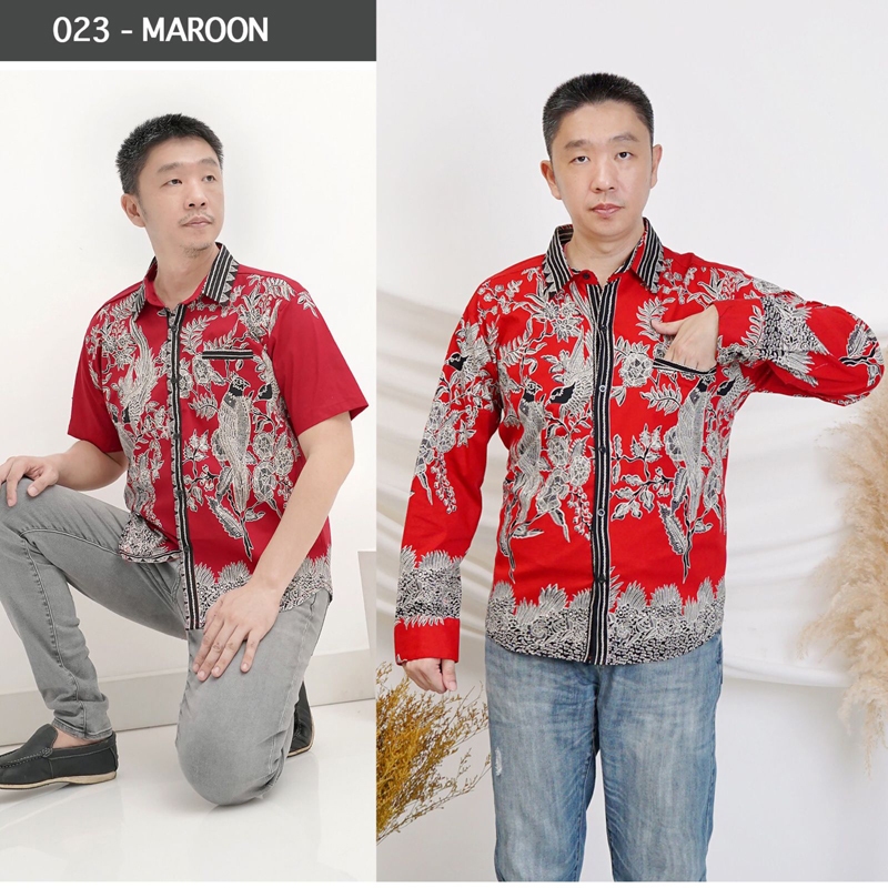 TERLARIS Gilbert Kemeja Batik Pria Lengan Pendek Cheongsam Changsan Merah Natal Imlek CNY Hem Batik