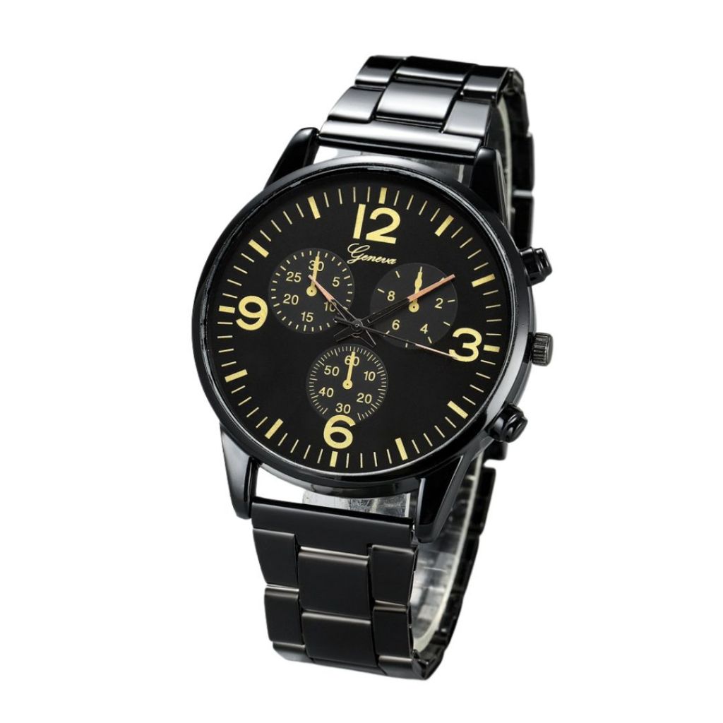 JAM TANGAN PRIA RANTAI ANTI AIR KEKINIAN SIMPLE PREMIUM HITAM KECE KEREN GANTENG FASHION KOREA TALI 