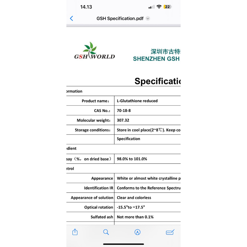 

L-Glutathione ex Anhui China halal
