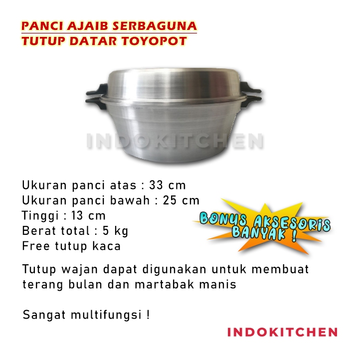 Panci Ajaib Serbaguna Tutup Datar Toyopot Panci Tatung Panci Datar Panci Kukus Bolu Nastar Kue