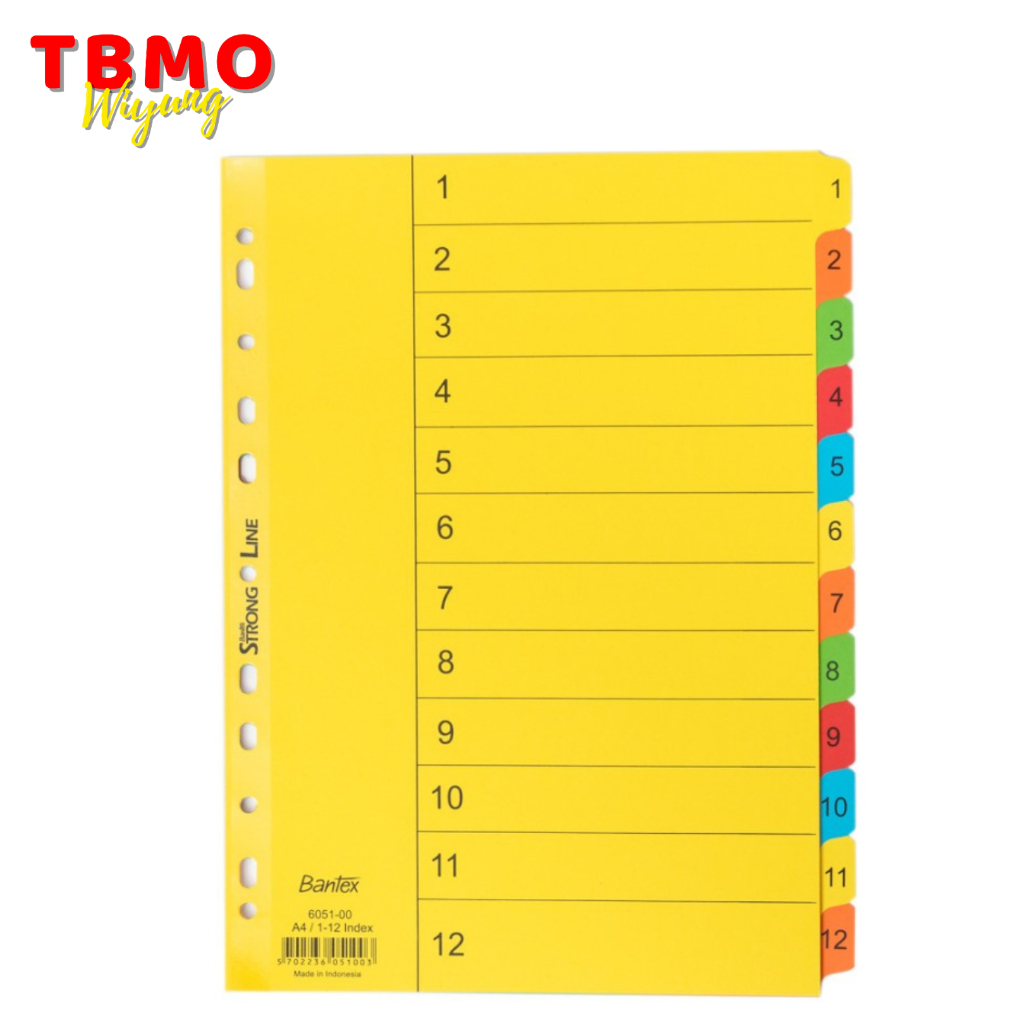 

TBMO Bantex Cardboard Indexes Angka 1-12 Ukuran A4 6051 00