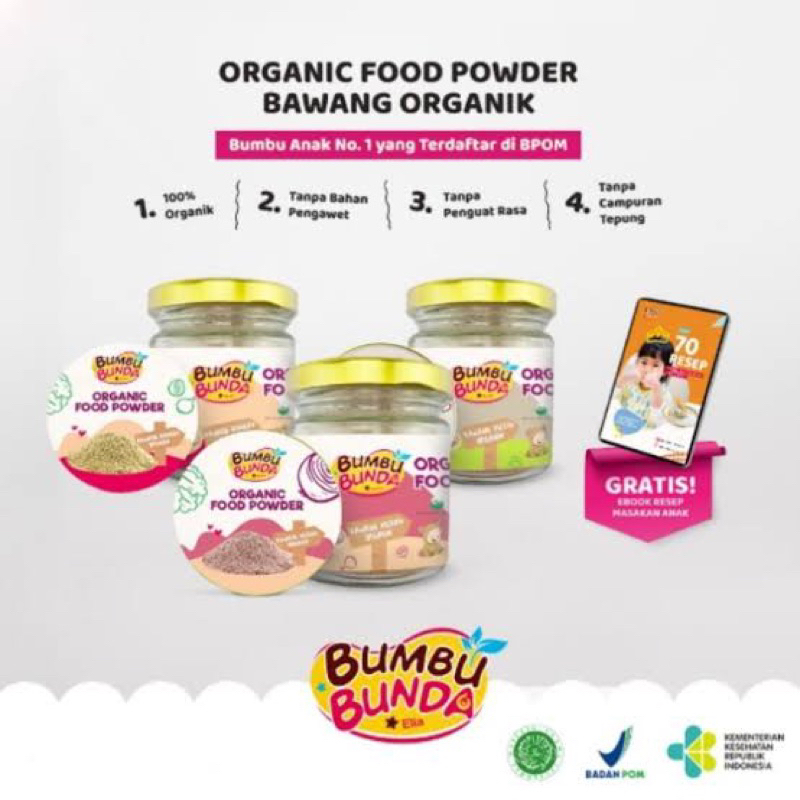 

Bumbu Bunda Organic Food Powder Bawang Merah / Bawang Putih / Bawang Bombay
