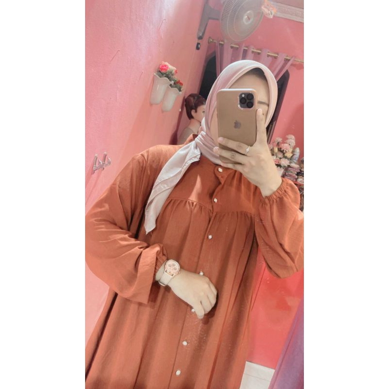 gamis crinkle polos hawa maxi