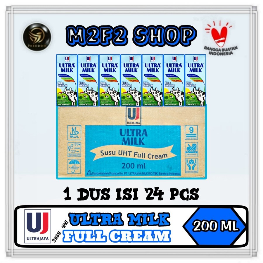 

Susu Ultra Milk Rasa Full Cream Kotak UHT | Plain - 200 ml (Kemasan Karton)