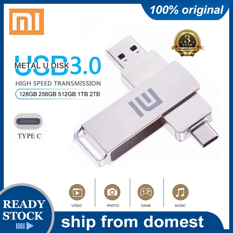 Xiaomi TYPE-C Flashdisk USB 128gb Kecepatan Tinggi, Driver Flash Logam USB 256gb 512gb 1tb 2tb, USB Flash Drive