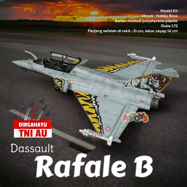 Model Kit miniatur pesawat Dassault Rafale B Hobby Boss 21 cm 1:72