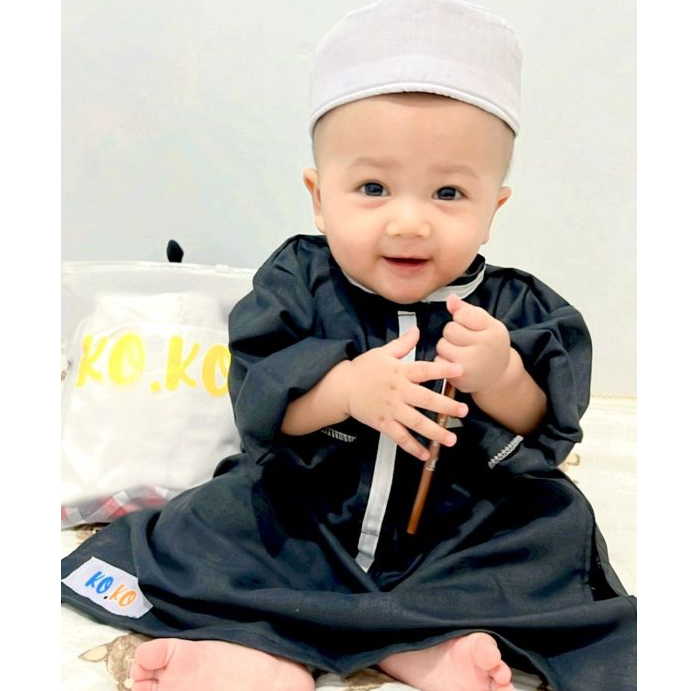 koko gamis anak laki-laki plus peci katun madinah premium gamis anak koko anak laki laki GK01 baju a