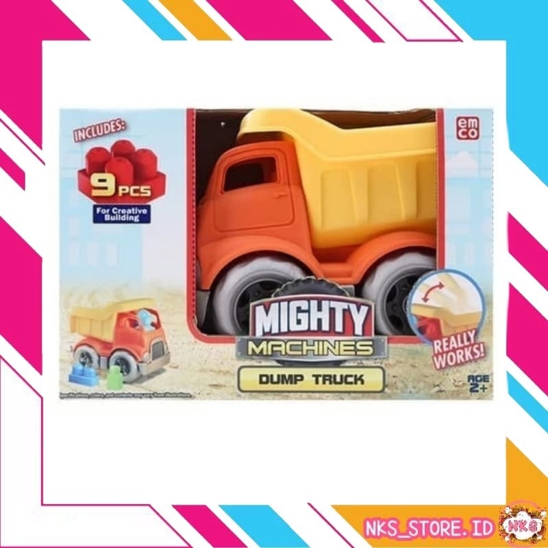 Mighty Machines DUMP TRUCK Mainan Truk Construction Brix Bricks Emco