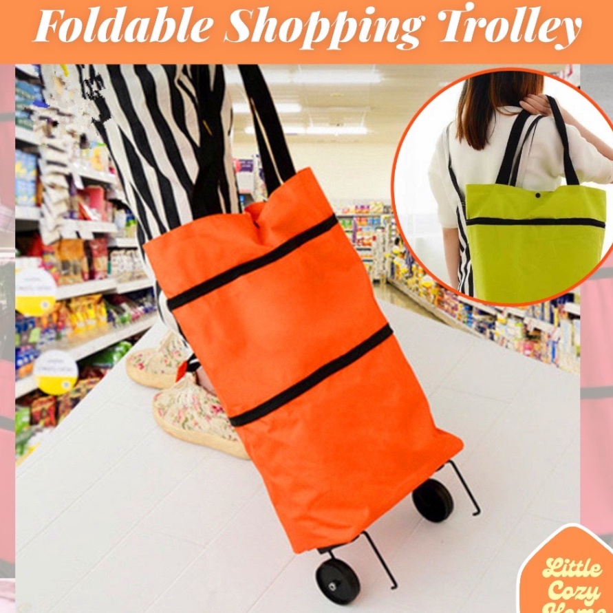 LSNJ8718 READY STOK Foldable Shopping Trolley / Tas Troli Keranjang Belanja Lipat Roda Kantung Tote 