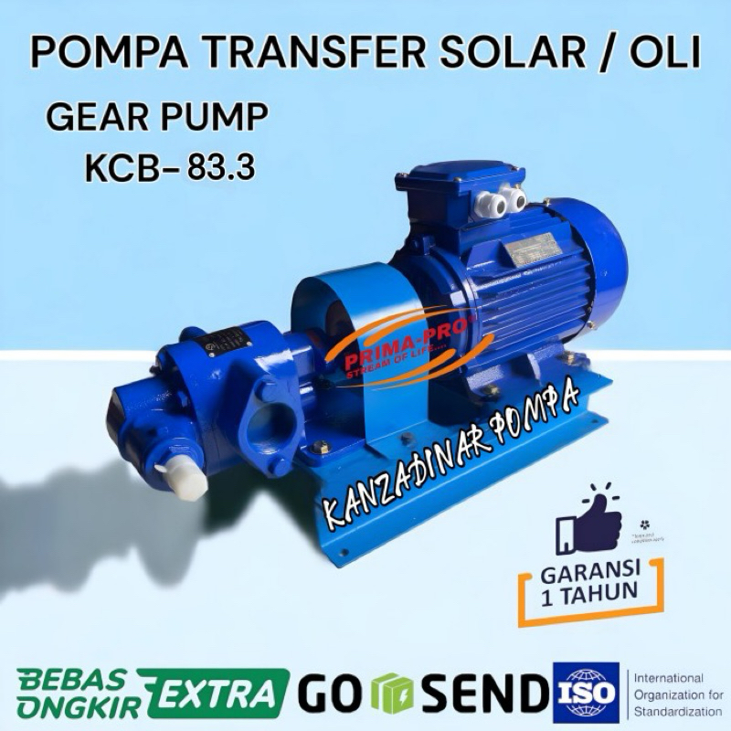 Pompa Oli Gear pump Type KCB 83.3liter/menit merk PRIMAPRO 2.2kw 3PH