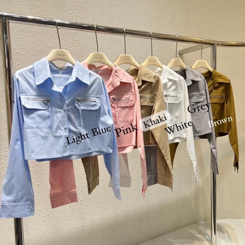 kemeja crop kantong sleting bangkok bkk wanwan clothing