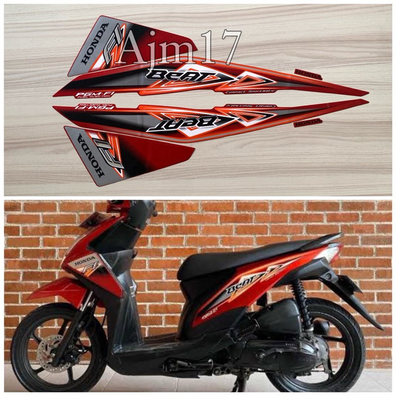 STIKER STRIPING MOTOR BEAT FI 2013 MERAH