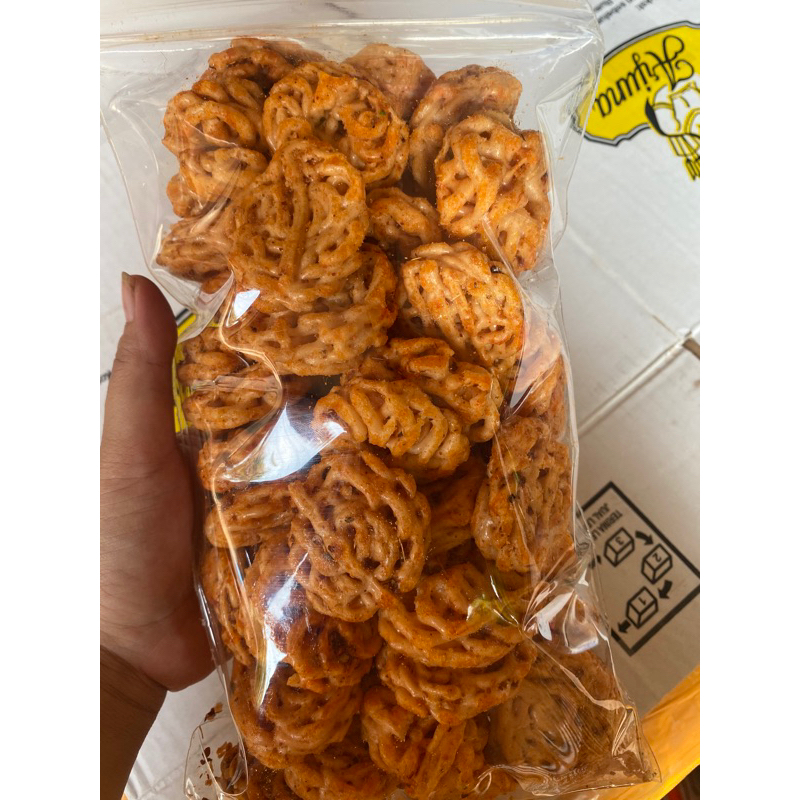 

aneka jajan repack Krupuk Kerupuk Seblak Mawar plastik ukuran 18*30 pedas daun jeruk